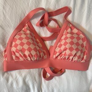 Coral Pink Triangle Bikini Top